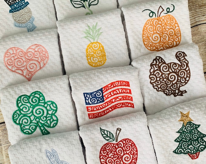 Year of Towels, Dish Towels for Kitchen, Seasonal Towels, Waffle Wave