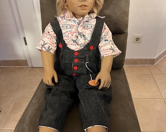 Muñeca de artista Annette Himstedt "Kasimir" - Muñeca infantil de aprox. 80 cm - Artículo de colección, en perfecto estado.
