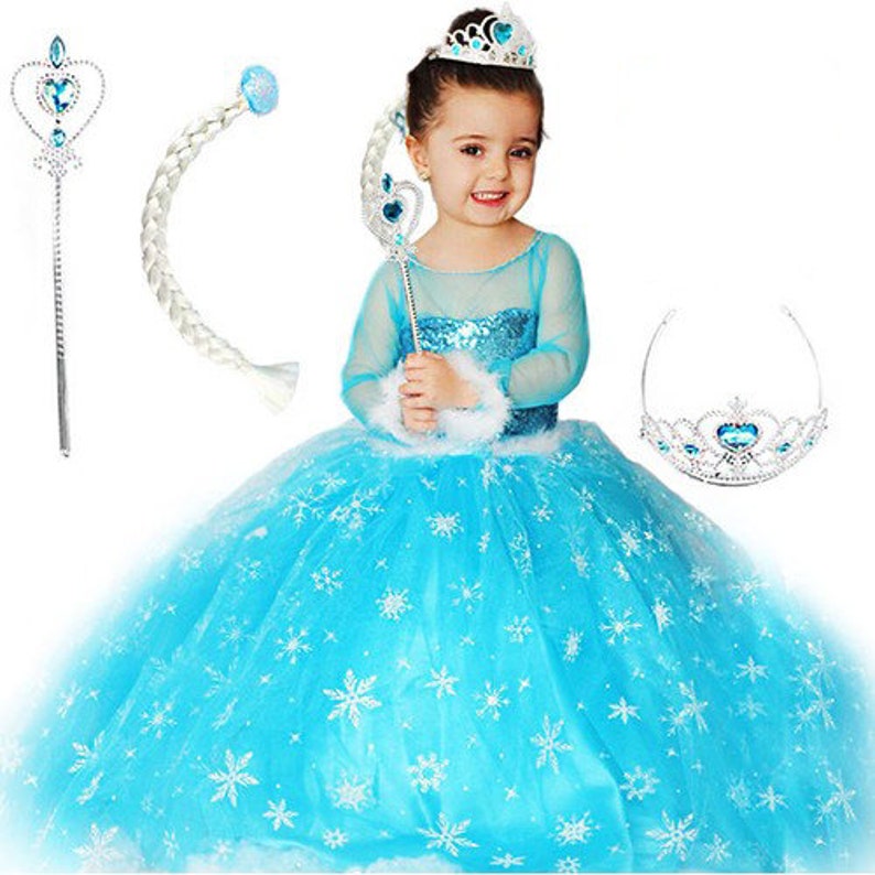 Frozen Elsa Tutu Dress Elsa Fancy Dress Birthday Party Handmade Kids Dress Elsa Costume