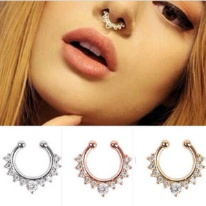 Fake Septum Ring, Rose Gold Fake Septum Ring, Faux Septum Ring, Silver Septum,Fake Septum Ring, Septum, Septum Piercing, NO PIERCING NEEDED!