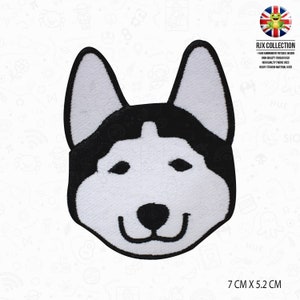 Husky Gezicht Cartoon Patch Geborduurd Ijzer Op Patch Naaien Op Badge Applique Voor T-shirts