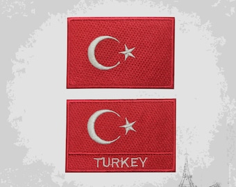 トルコ国旗刺繍アイロンパッチ縫い付けバッジアップリケ国国旗