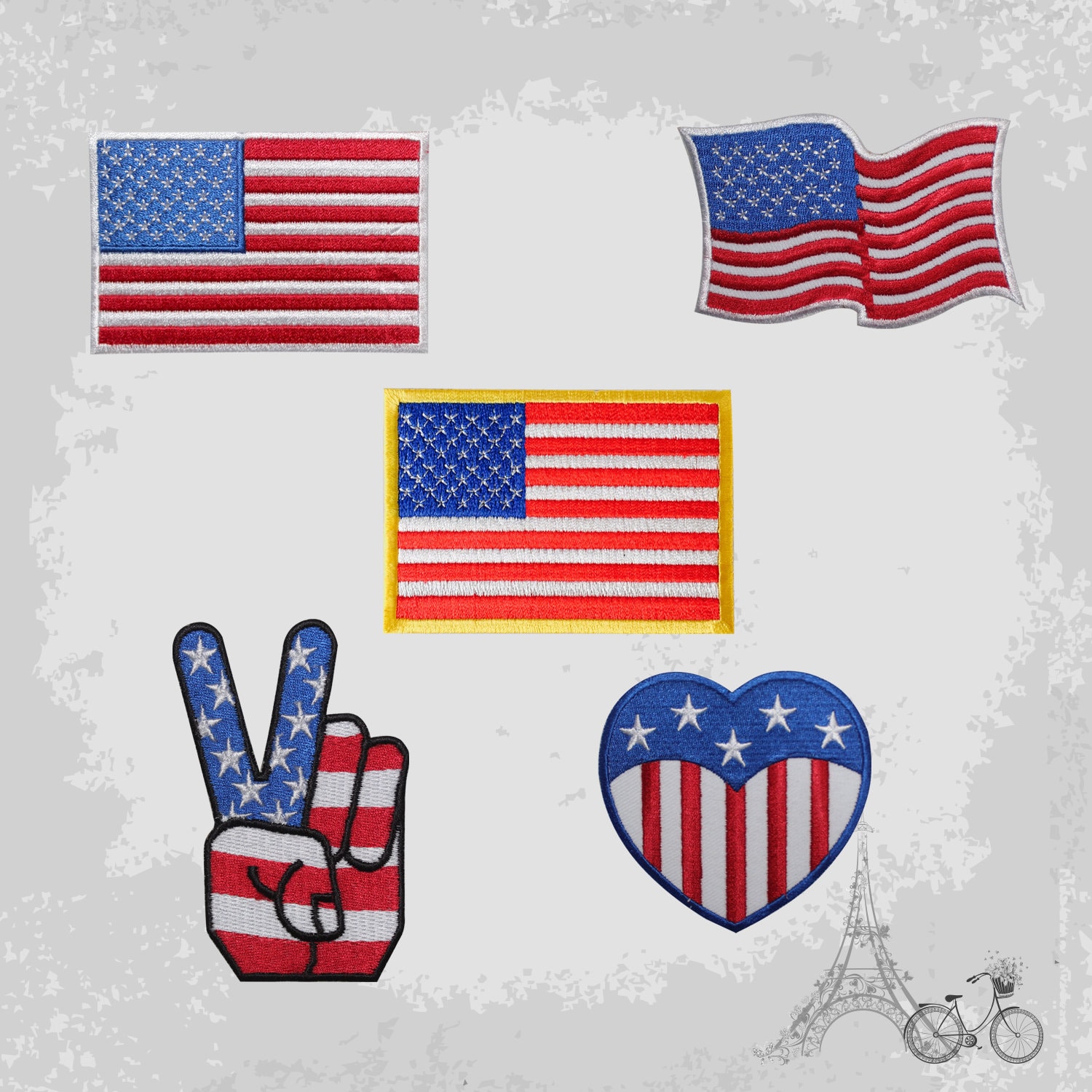 EmbTao USA Map Shape American Flag Embroidered Iron on Sew Patch