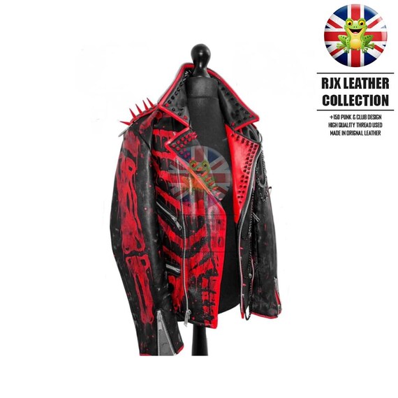 Music Band Skull Bone Horror Studded Leather Jacket Punk
