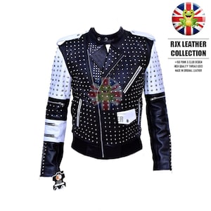 Heavy Metal Nietenjacke, Moto Racers Jacke, Stilvolle Steampunk Silbernietenjacke für Herren