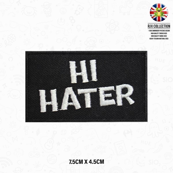 HI HATER Words Slogan Patch Embroidered Iron On Patch Sew On Badge Applique For T Shirts