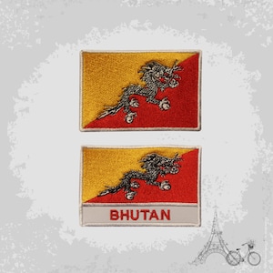 Bhutan National Flag Embroidered Iron On Patch Sew On Badge Applique Country National Flag