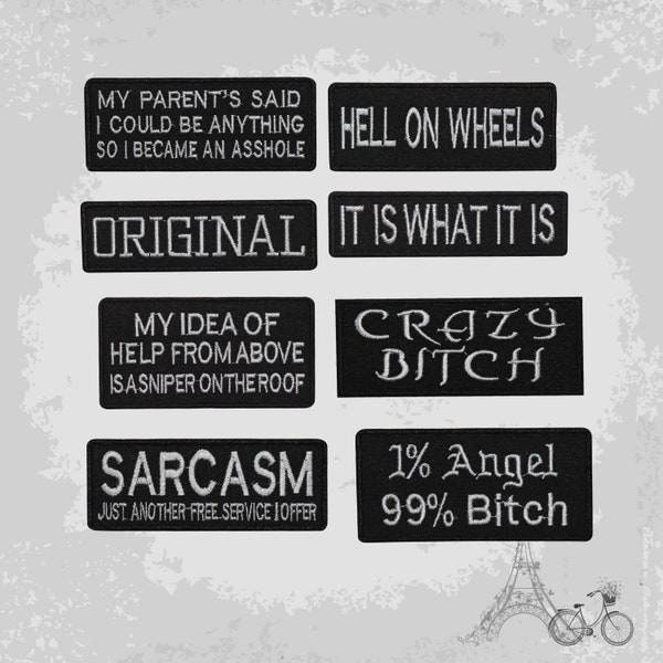 Words Slogans Original Sarcasm Crazy Bitch Hell Novelty Messages Bikers Special Embroidered Iron On Patch Sew On Badge Applique