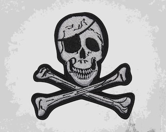 Pirate Skull and Bones Logo Embroidered Iron On Patch Sew On Badge Applique