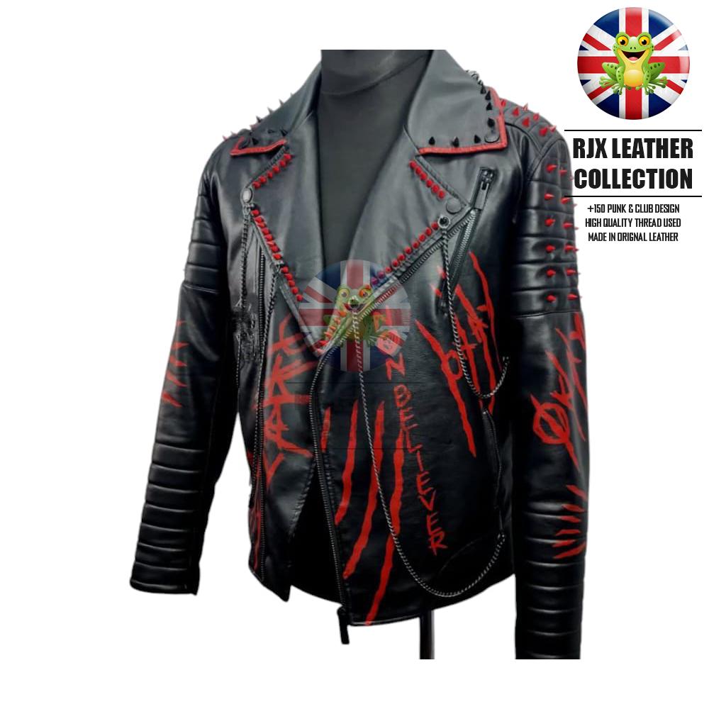 Monster Punk Sinner Cursed Stud Leather Jacket Goth Punk Style