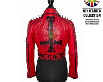 Ladies Punk Red Jacket Studded Leather Jacket Spiked Jacket Sinner Jacket Gothic Horror Jacket
