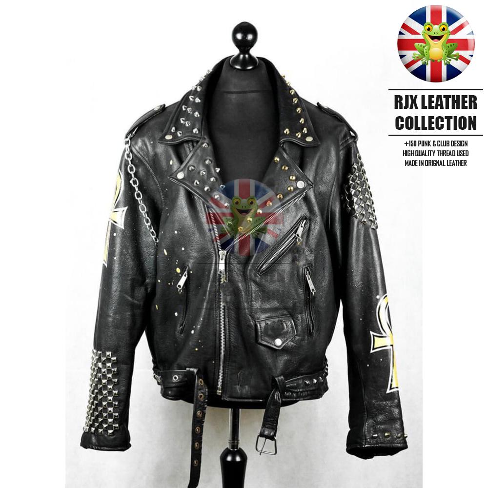 real leather punk jacket Y2K ロンジャン real leather punk jacket Y2K ロンジャン Mens Y2K Streetwear Jacket