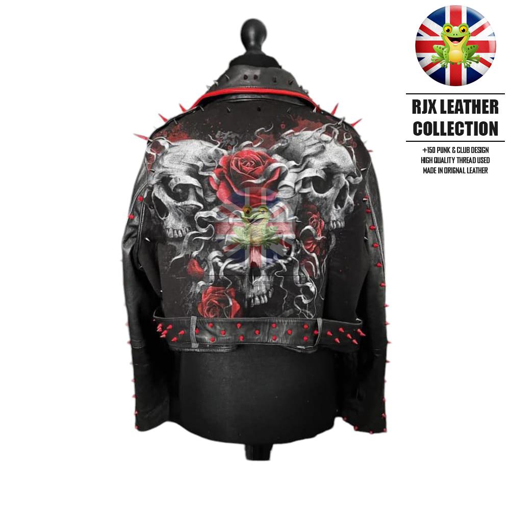 Skeleton Horror Jacket Skull Flower Leather Jacket