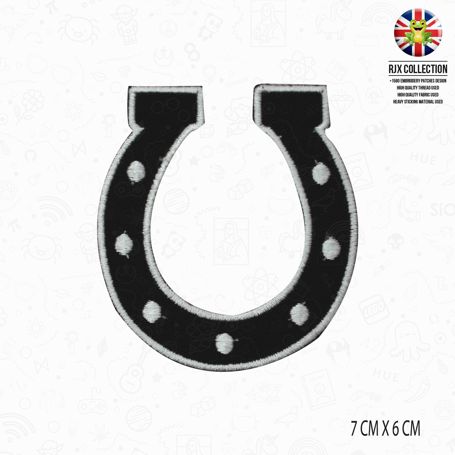 Horseshoe Black Patch Embroidered Iron On Patch Sew On Badge Applique For T Shirts
