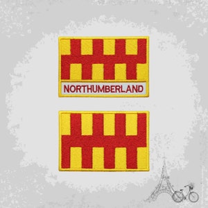 NORTHUMBERLAND UK County Flag Embroidered Iron On Patch Sew On Badge Applique County Flag For Clothes Etc