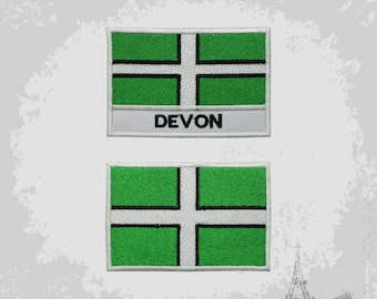 DEVON UK County Flag Embroidered Iron On Patch Sew On Badge Applique County Flag For Clothes Etc