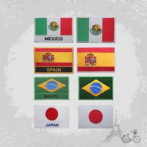 National Flag Mexico Spain Brazil Japan Embroidered Iron On Patch Sew On Badge Applique Country National Flag