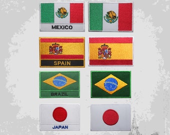 Nationale vlag Mexico Spanje Brazilië Japan geborduurd opstrijkbare patch naai de badge stoffen land nationale vlag