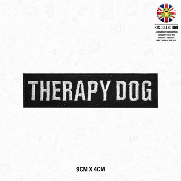 THERAPY DOG Words Slogan Patch Embroidered Iron On Patch Sew On Badge Applique For T Shirts