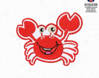 Leuke krab Cartoon Patch geborduurd ijzer op patch naaien op badge applique voor T-shirts