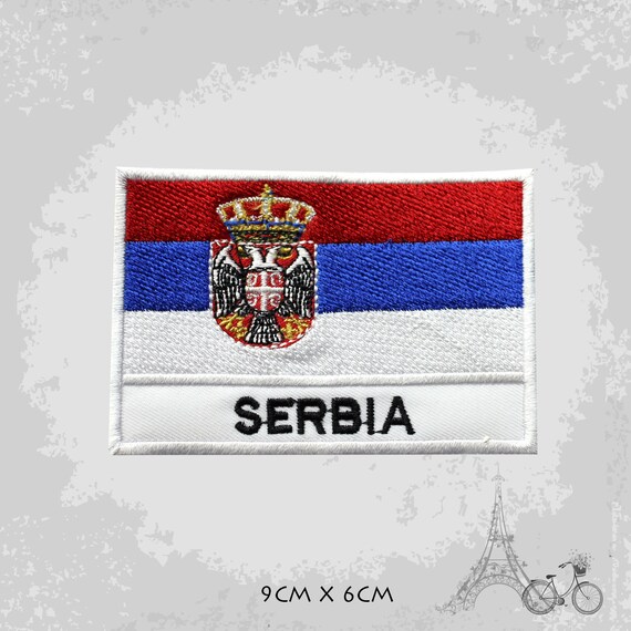 Serbien Nationalflagge Mit Name Bestickt Eisen Auf Aufnäher Abzeichen Für Stoff 