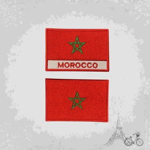 Pack of 3 Morocco Flag Patches 3.50 x 2.25, Moroccan Embroidered Iron On  or Sew On Flag Patch Emblem 
