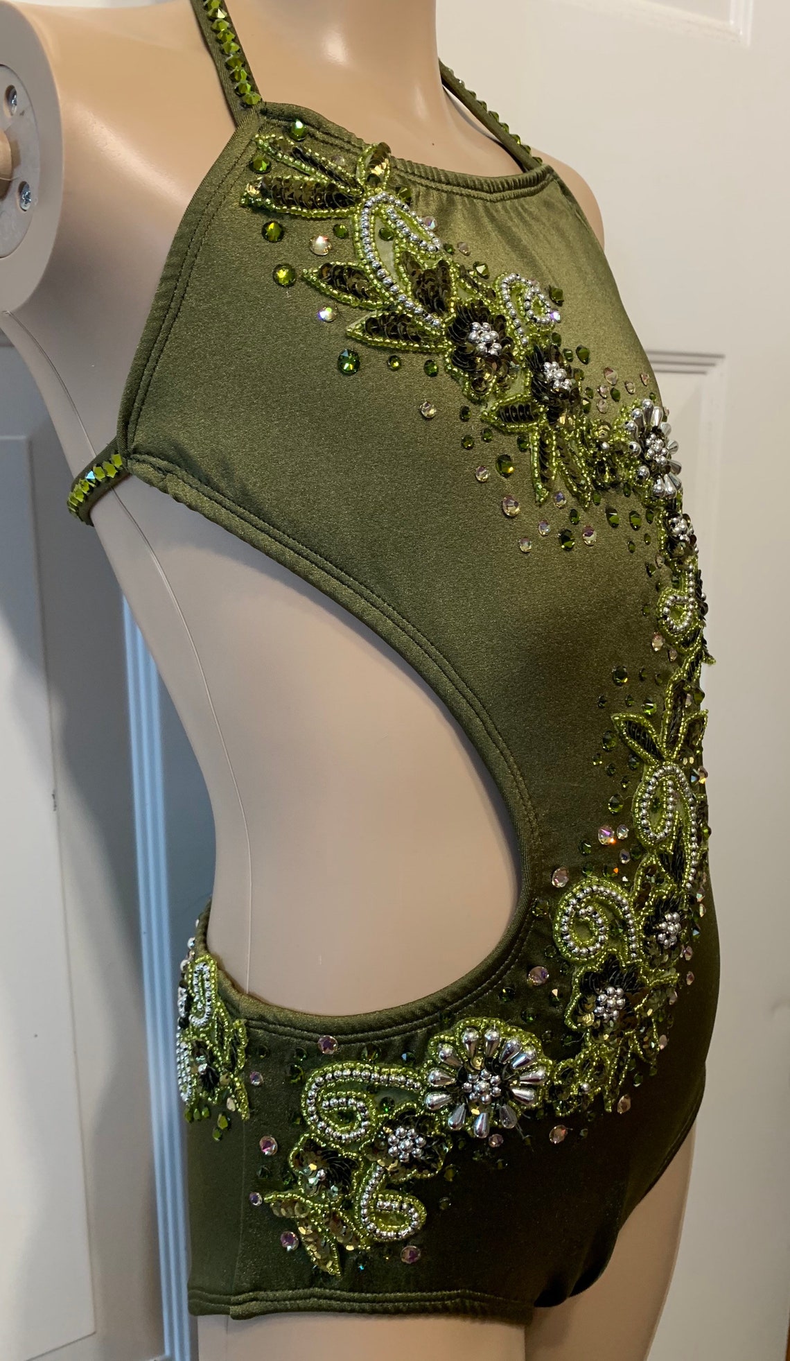 Olive Green Dance Costume Jazz medium child /free US shipping Etsy