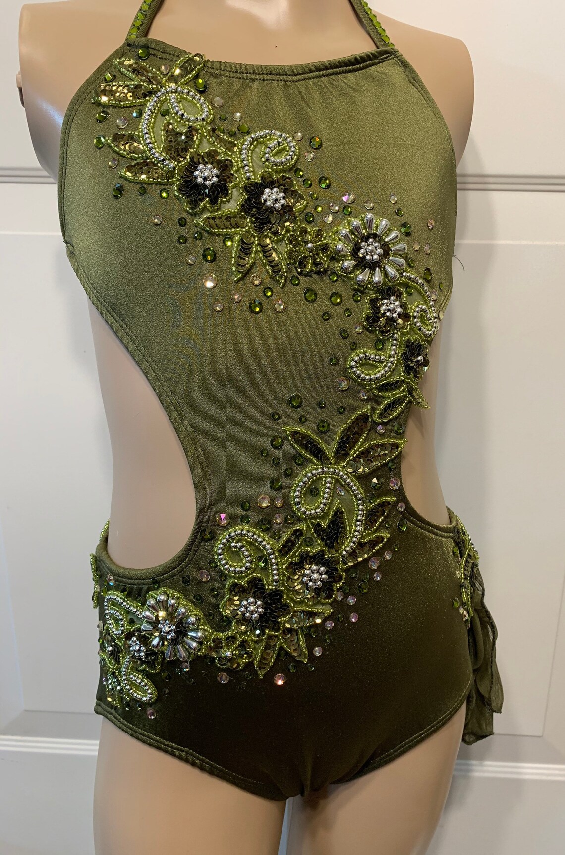 Olive Green Dance Costume Jazz medium child /free US shipping Etsy