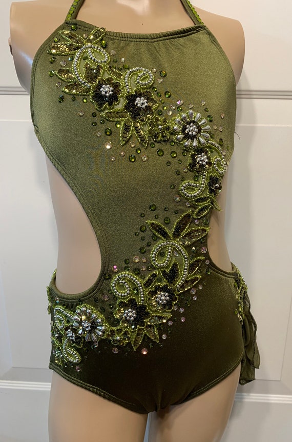 Olive Green Dance Costume Jazz Medium Child /free US Shipping Etsy