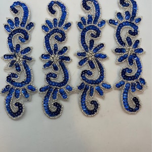 4 Royal Blue sequins appliqués