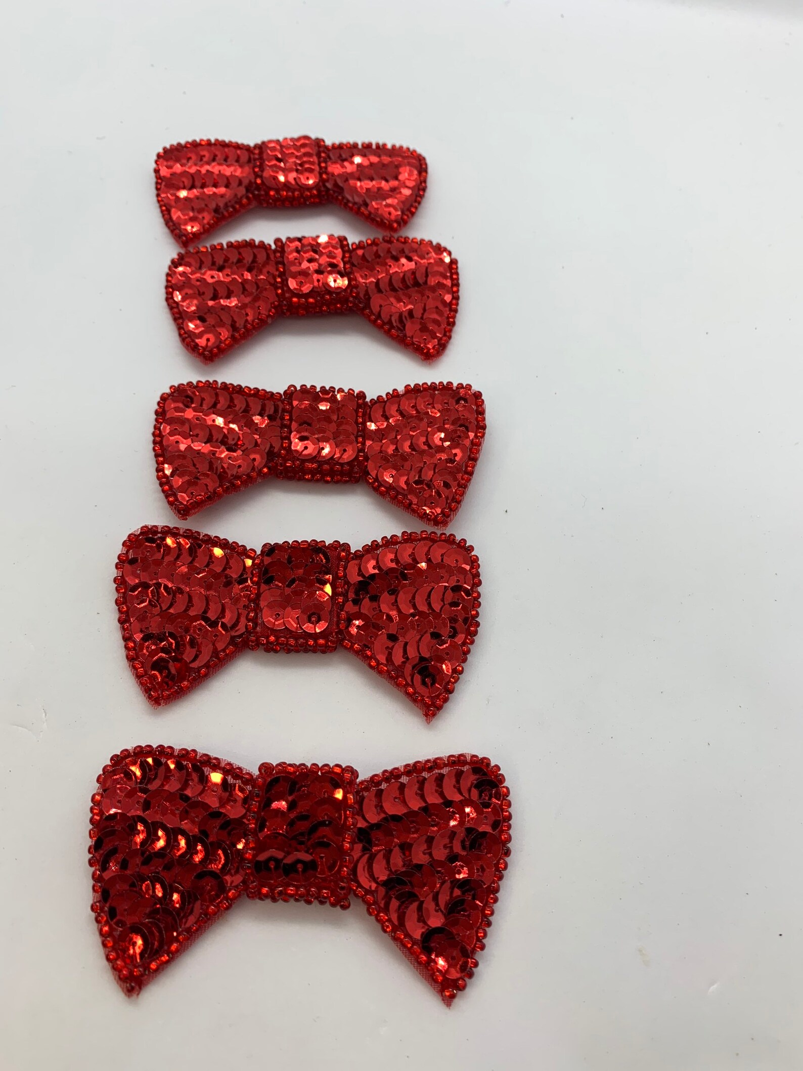 Set of Five Red Sequins Bow Tie Appliqués RB6 Etsy