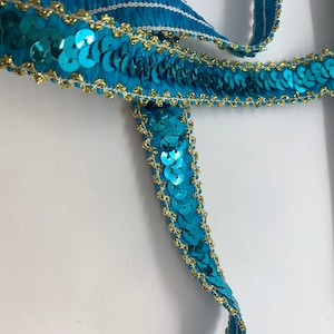 YOOGCORETT 2 Yards Iridescent Clear Elastic Sequin Ribbon Trim Glitter  Metallic Stretch Flat Sequin for Sewing Dress Costume Embellishments  Headband