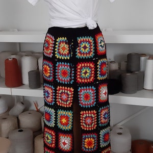 Crochet Granny Square Pants, Boho Hippie Pants, Festival Clothing, summer pants, crochet pants ,Trendy Pants.