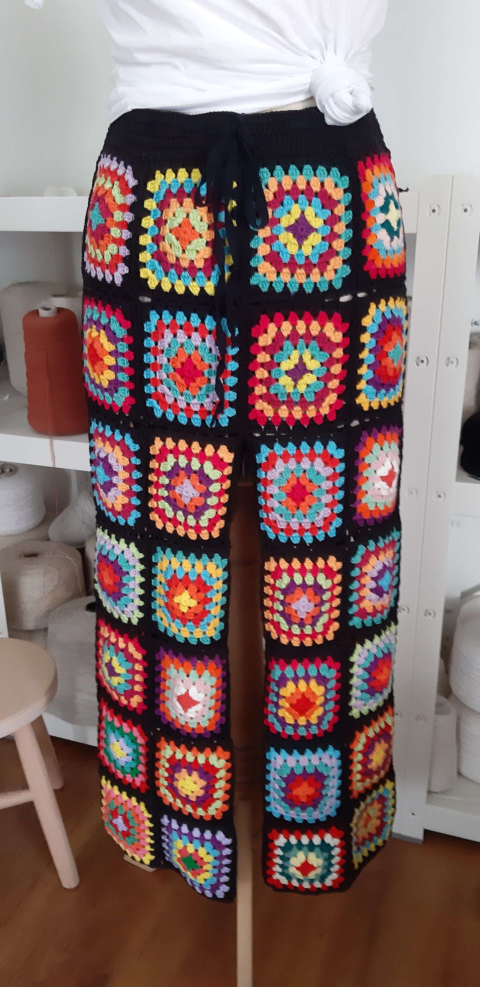 Crochet Granny Square Pants Boho Hippie Pants Festival Etsy