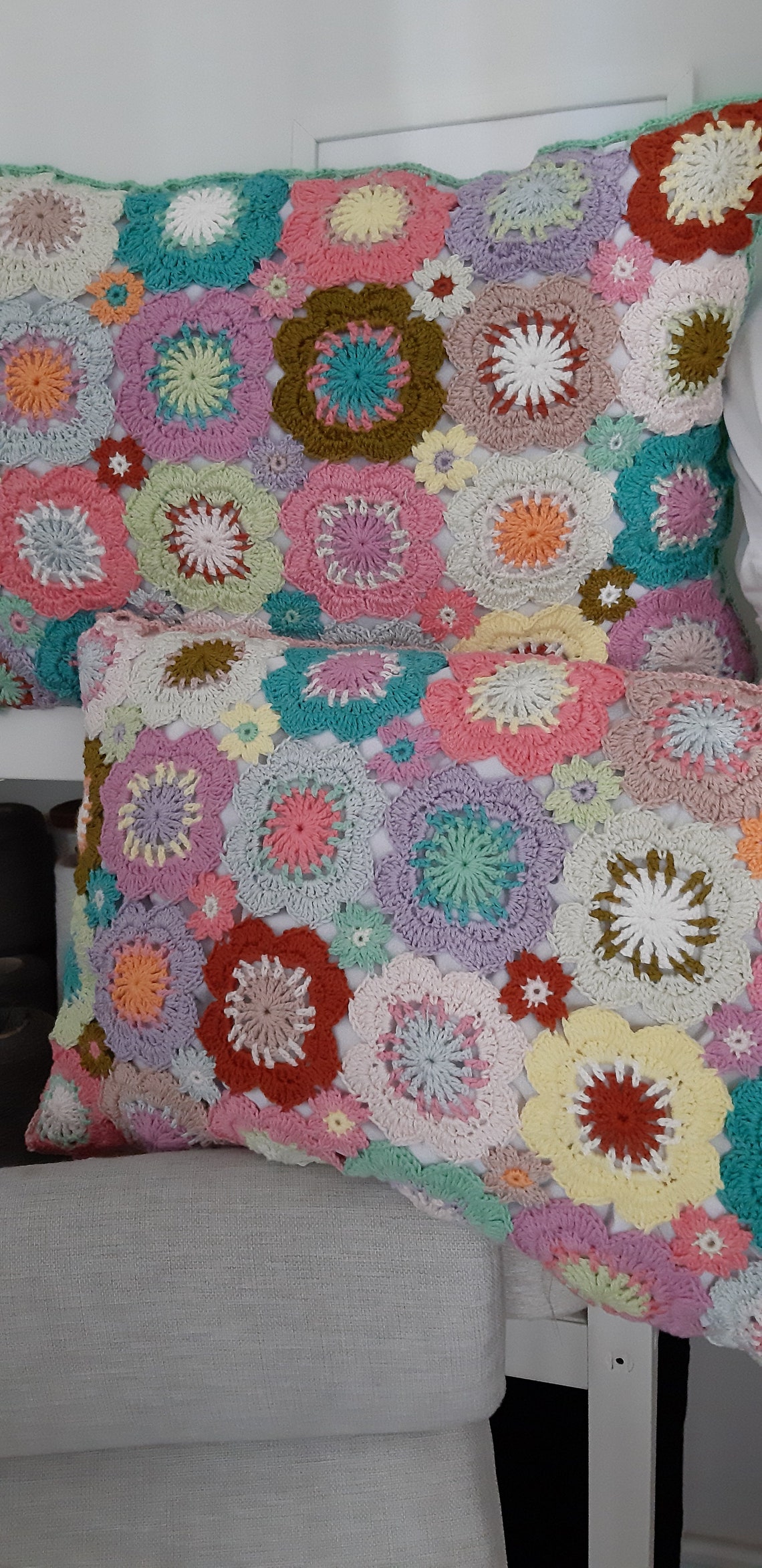 Pillow granny square crochet pillow cover Granny Square Etsy