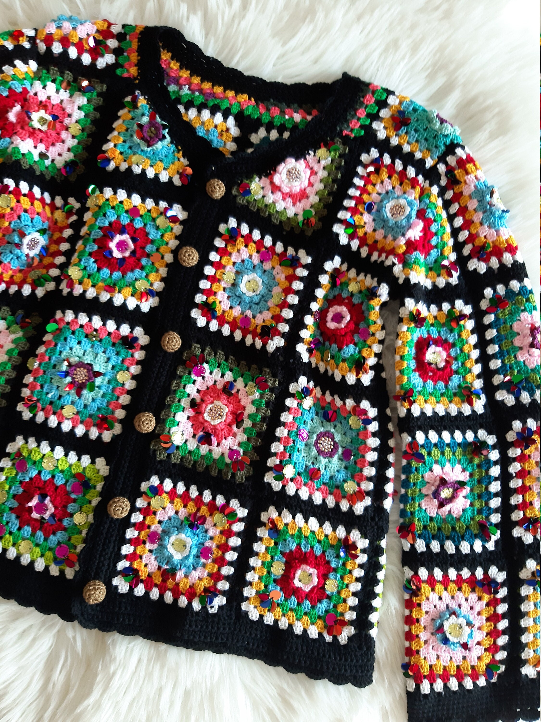 Cardigan Dolce Gabbana Hand-knitted style Square Crochet - Etsy