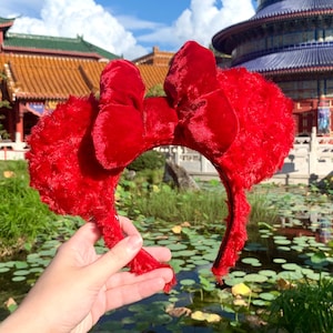 Red Fluffy Mouse Ears