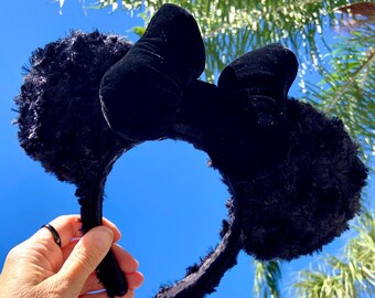 Black Fluffy Mouse Ears