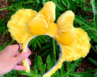 Bright Yellow Fluffy Mouse Ears