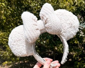 Krämfärgad Sherpa Tröja Rosett Fluffiga Musöron