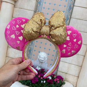Pink & Gold Hearts | Valentine&#39;s Day Mouse Ears
