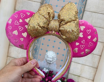 Pink & Gold Hearts | Valentine's Day Mouse Ears