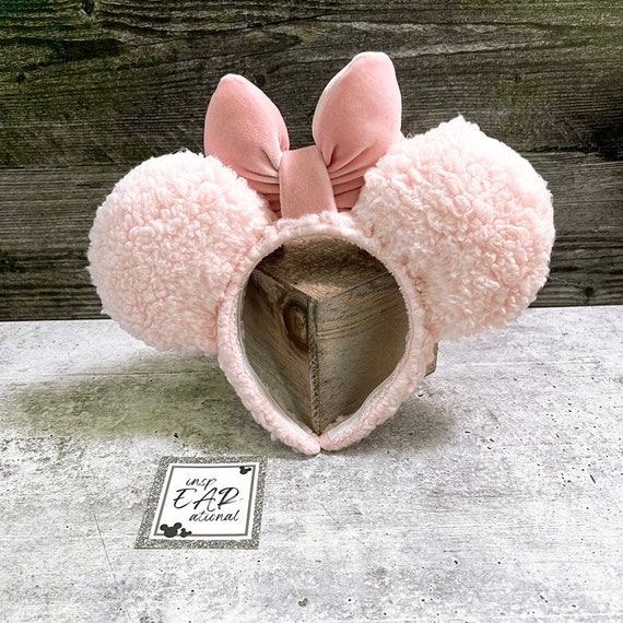 Pink Plush Ear Headband with Red Bow Disney Minnie Mouse Ears Headband Plush Bow The Creme Shop  main image 2