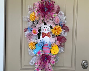 Easter Bunny, Easter Decor, Easter Decorations, Easter Swag, Bunny Wreath, Bunny Swag, Easter, Spring Wreath, Metal Bunny