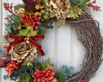 Fall Wreath, Autumn Wreath, Fall Decor, Thanksgiving Decor, Autumnal Home Decor, Wreaths for Front Door, Wreaths for Front Door Fall