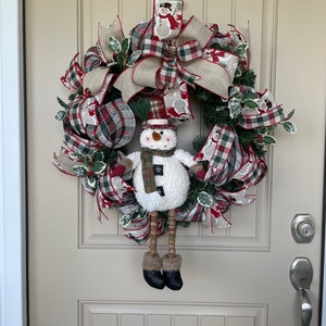 Snowman Wreath, Christmas Wreath, Christmas Decor, Winter Wreath, Snowman Decor, Country Decor, Front Door Decor, Front Door Wreath