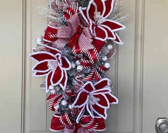 Christmas Wreath, Christmas Swag, Poinsettia Wreath, Christmas Gift Ideas, Gift Idea for Her, Holiday Decor, Holiday Decor Christmas