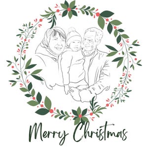 VIP KUNDEN GESCHENKE, anpassbare Line Art Urlaub Porträt | Druckbare Weihnachts- & Neujahrskarte