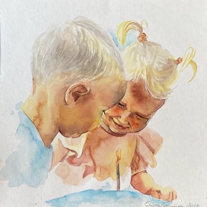 Custom watercolor portrait of a kid from your own picture