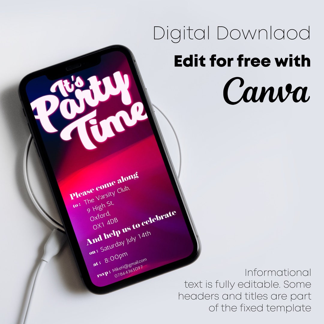 Party Birthday Invite Evite Einvite Invitation Template Etsy